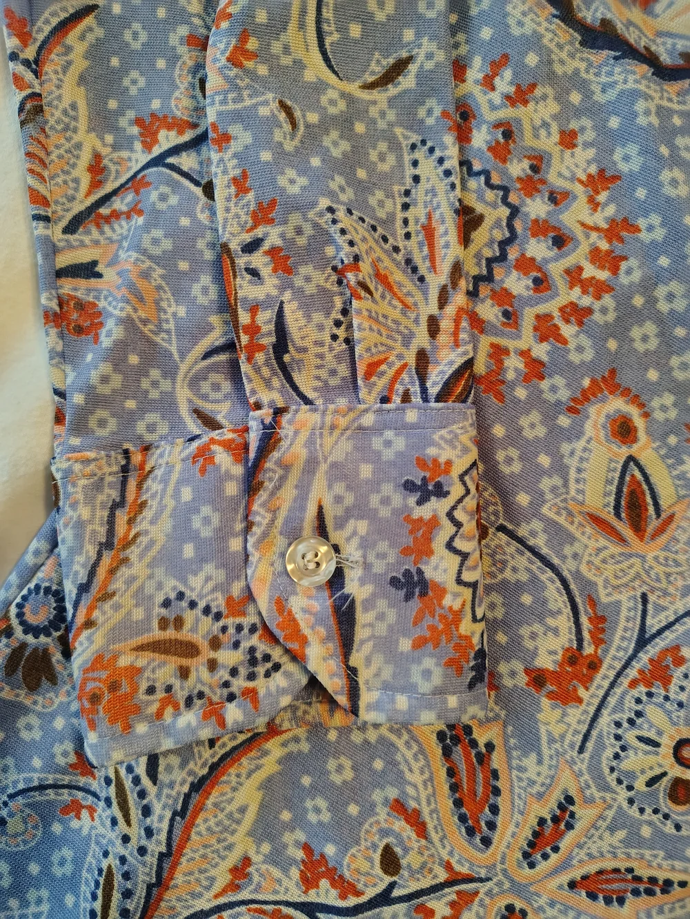 Lucien Piccard 1970's Men’s Blue Paisley Butterfly Collar Disco Shirt Size M - Picture 5 of 10